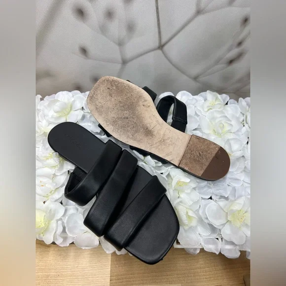 Vince leather Black Triple-Band Slide Sandals - Picture 7 of 8